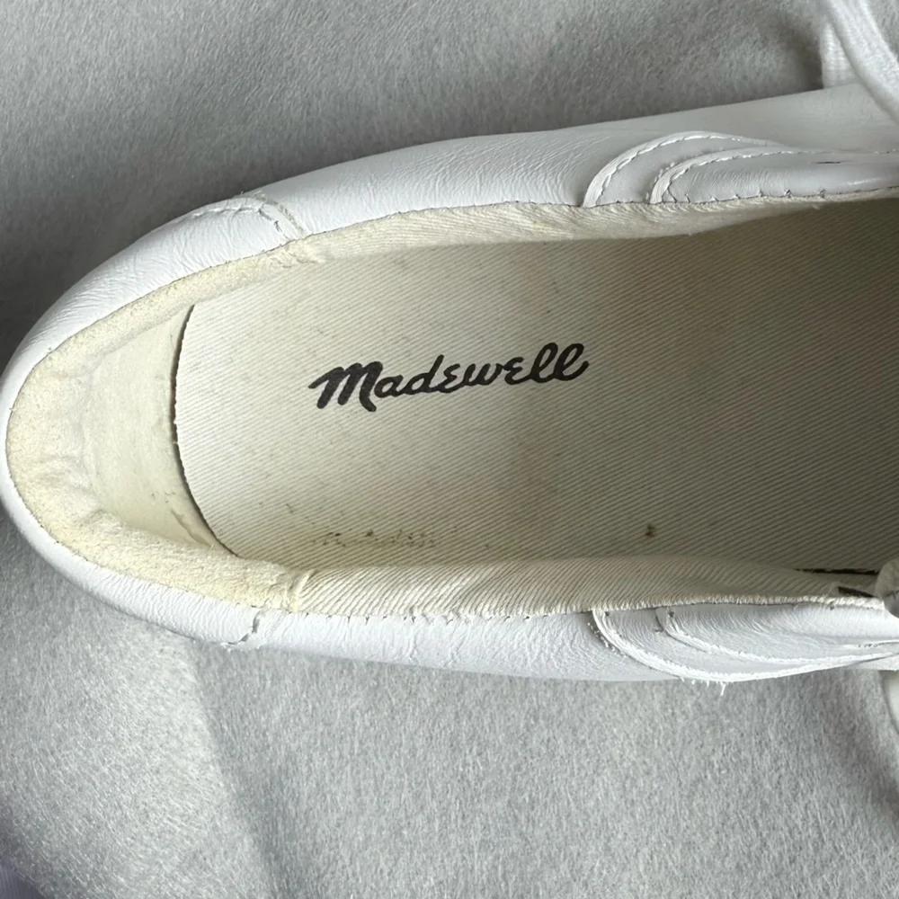 Madewell Womens Sidewalk Low Top Sneakers in Pale Parchment Multi Leather size 7